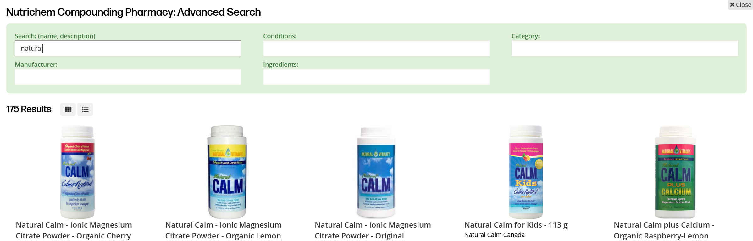 How to use the search bar at the top of the screen.  Using the search bar to find a dispensary item.   Image shows dispensary items displayed after doing a search using the main app search bar at the top of the screen.